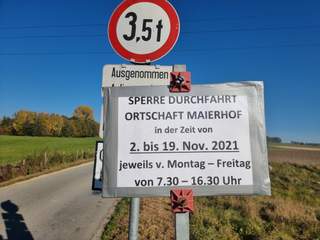 Straßensperre Güterweg Maierhof